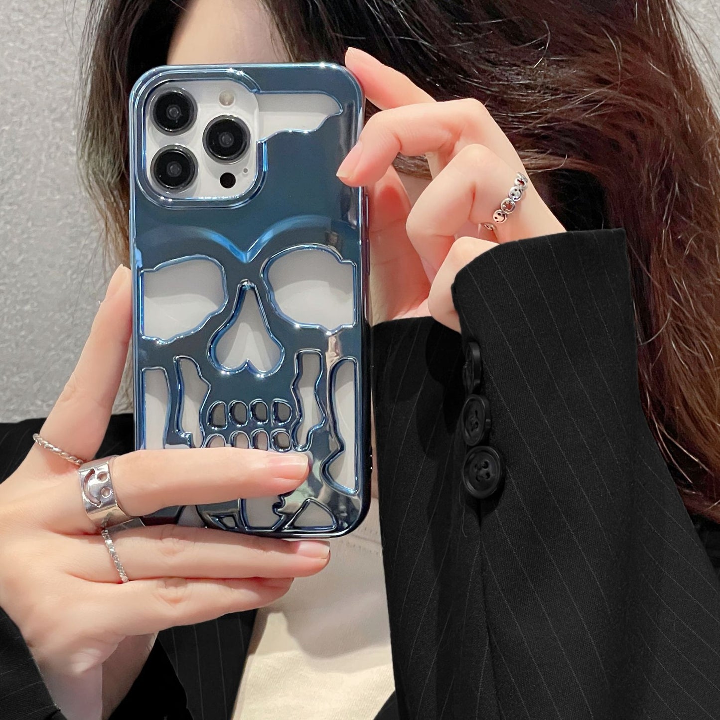 CASYFiE Luxury Plating 3D Skull Apple iPhone Case