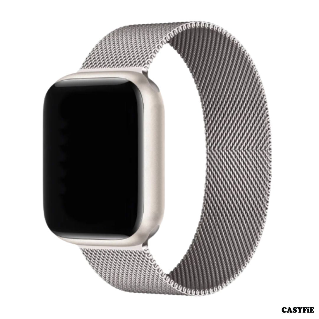 Casyfie Milanese Loop Magnetic Stainless Steel Silver Band Compatible With Apple Watch 42/44/45MM Men/Women
