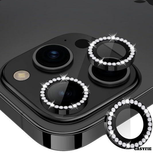 Casyfie Camera Diamond Rings/Lens Protector Black For iPhone 15 PRO/15 PRO MAX