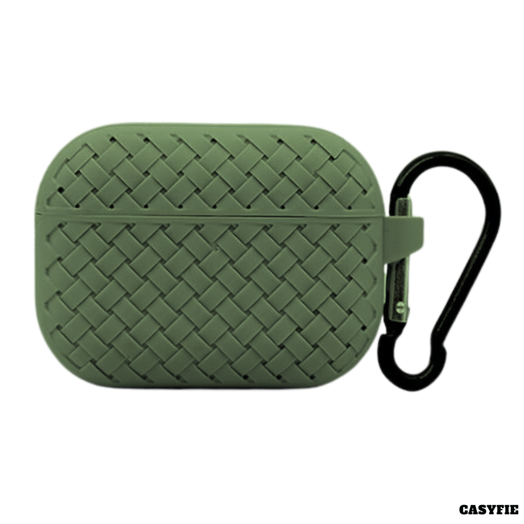 CASYFiE Premium Silicone Woven Pattern AirPods Pro Case Dark Green