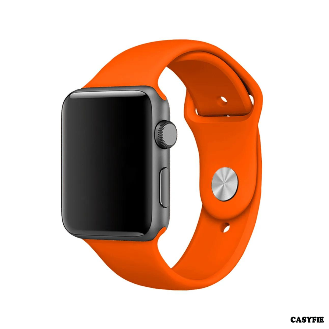 Casyfie Silicone Orange Color Apple Watch Band Compatible With 42/44/45/49MM Men/Women