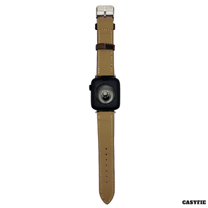 Casyfie Premium Leather Coffee Black Strap For Apple Watch Compatible With 44/45/49MM Men/Women
