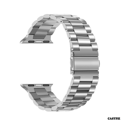 Casyfie Premium Silver Metal Strap For Apple Watch Compatible With 42/44/45/49MM Men/Women