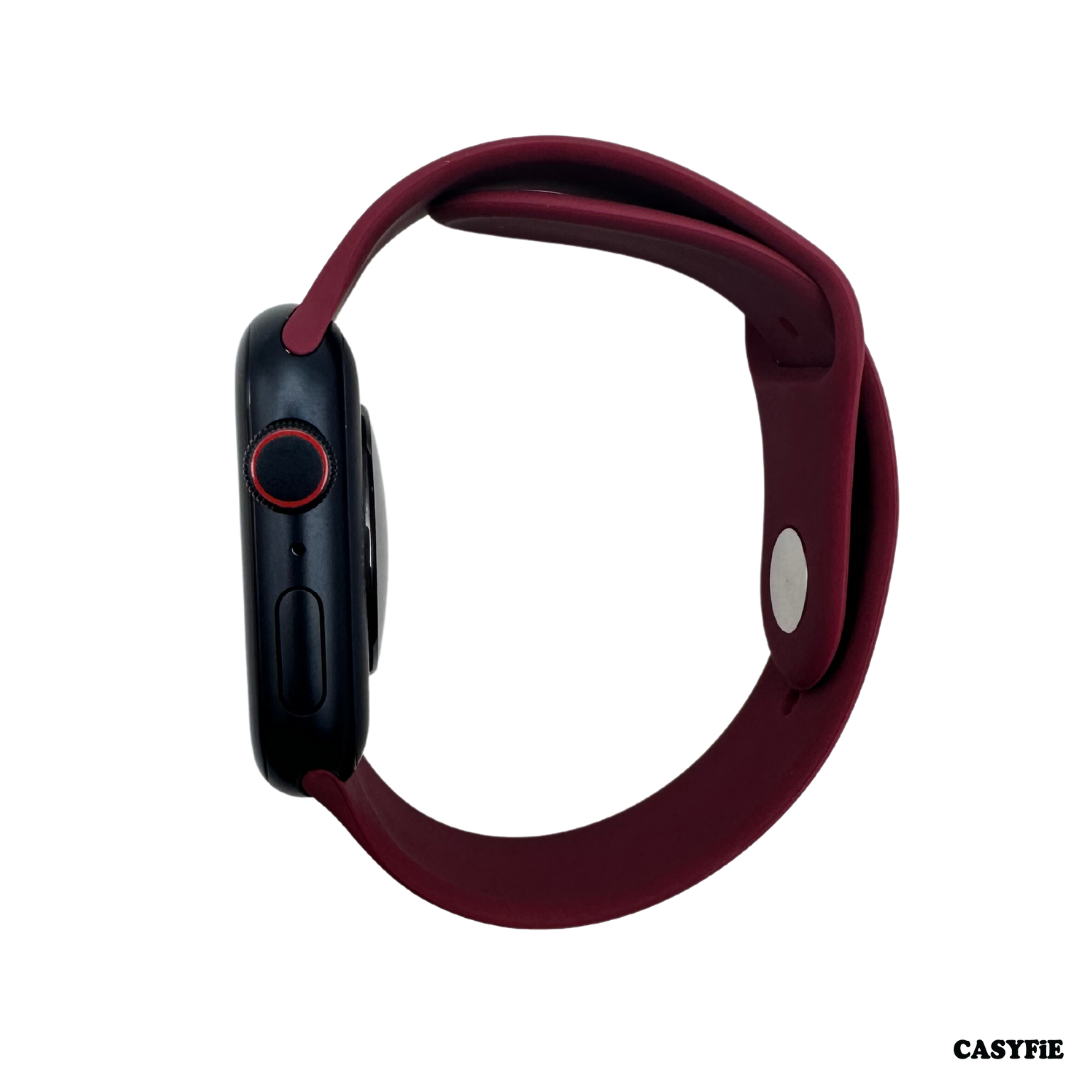 Casyfie Silicone Maroon Color Apple Watch Band Fits With 42/44/45/49MM Men/Women