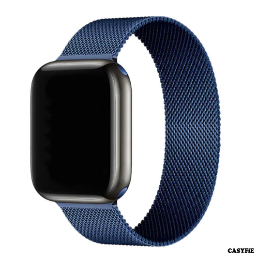 Casyfie Milanese Loop Magnetic Stainless Steel Blue Band Compatible With Apple Watch 42/44/45/49MM Men/Women