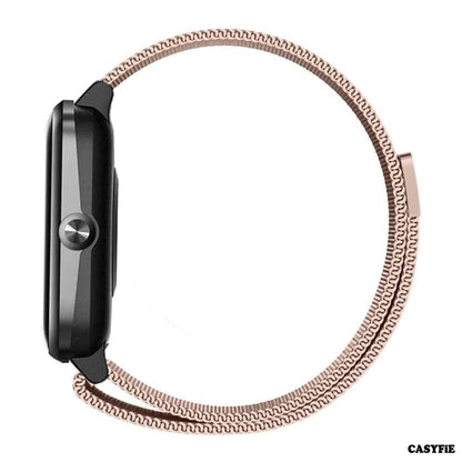 Casyfie Milanese Loop Magnetic Stainless Steel Rose Gold Band Compatible With Apple Watch 42/44/45MM Men/Women