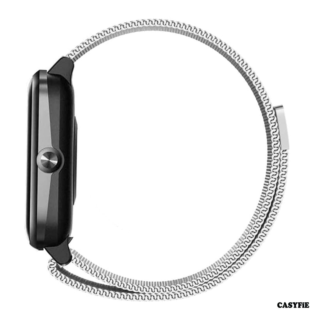 Casyfie Milanese Loop Magnetic Stainless Steel Silver Band Compatible With Apple Watch 42/44/45MM Men/Women