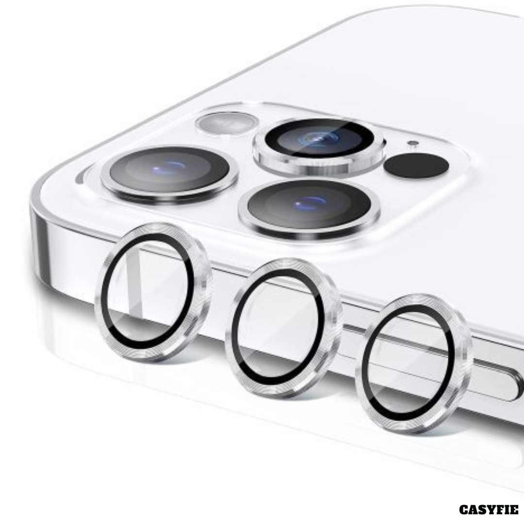 Casyfie Camera Rings/Lens Protector Silver For iPhone 15 PRO/15 PRO MAX