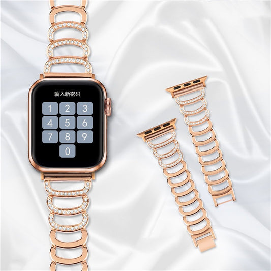 CASYFiE C-shaped Diamond Apple Watch Strap Compatible with 38/40/42/44 MM Woman