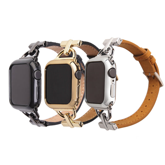 CASYFiE Metal & Leather Apple Watch Strap 38/40/41/42/44/45 MM