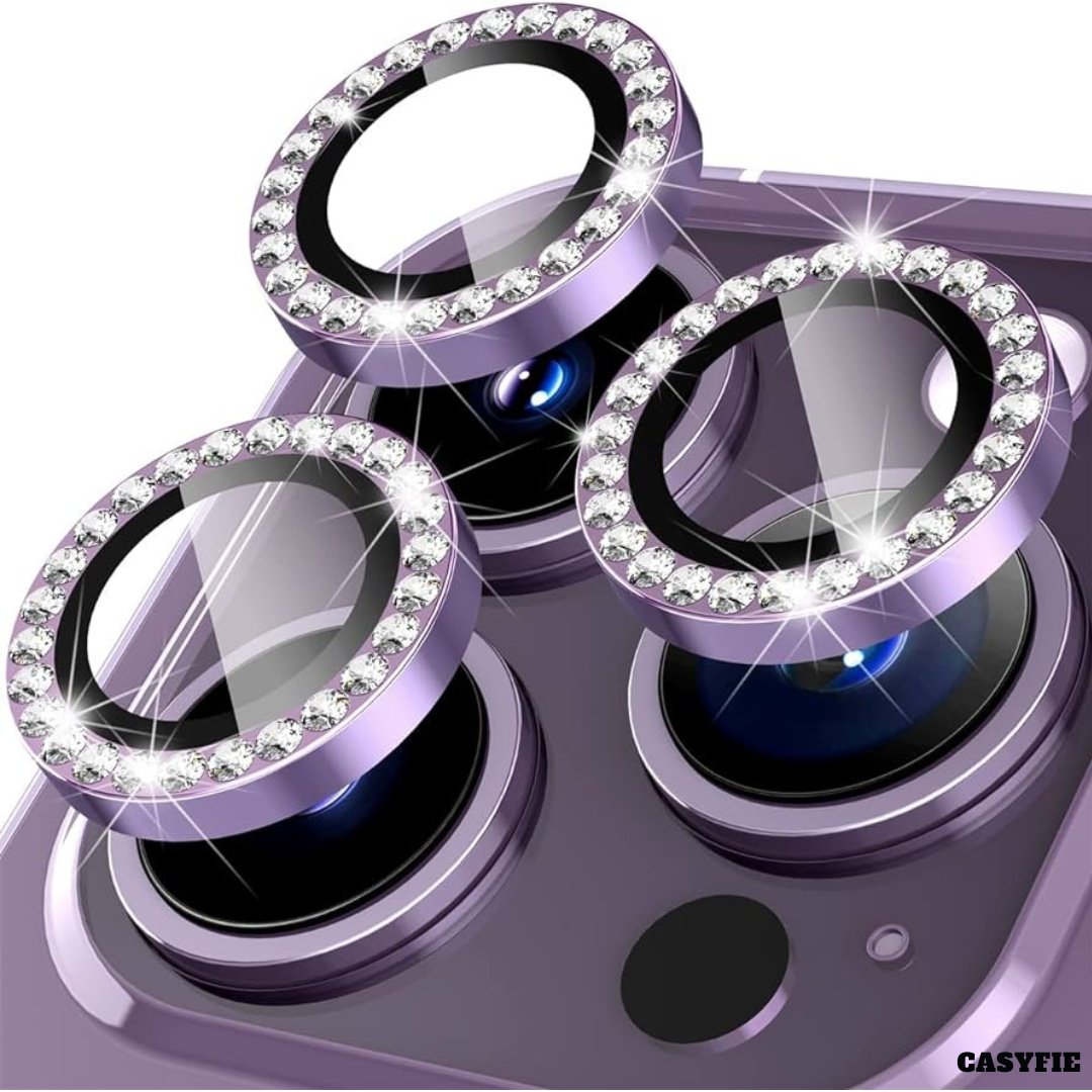 Casyfie Camera Diamond Rings/Lens Protector Purple For iPhone 14 PRO/14 PRO MAX