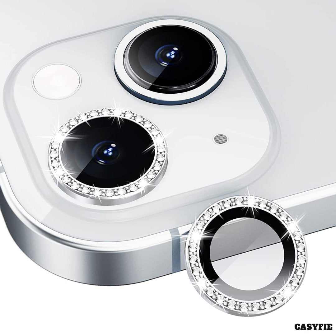 Casyfie Camera Diamond Rings/Lens Silver Protector For iPhone 13 mini/13 Pack Of 3 Lens