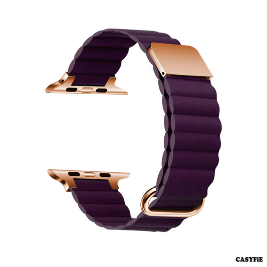 Casyfie Full Magnetic Premium Silicone Purple Apple Watch Strap Compatible With 42/44/45/49MM