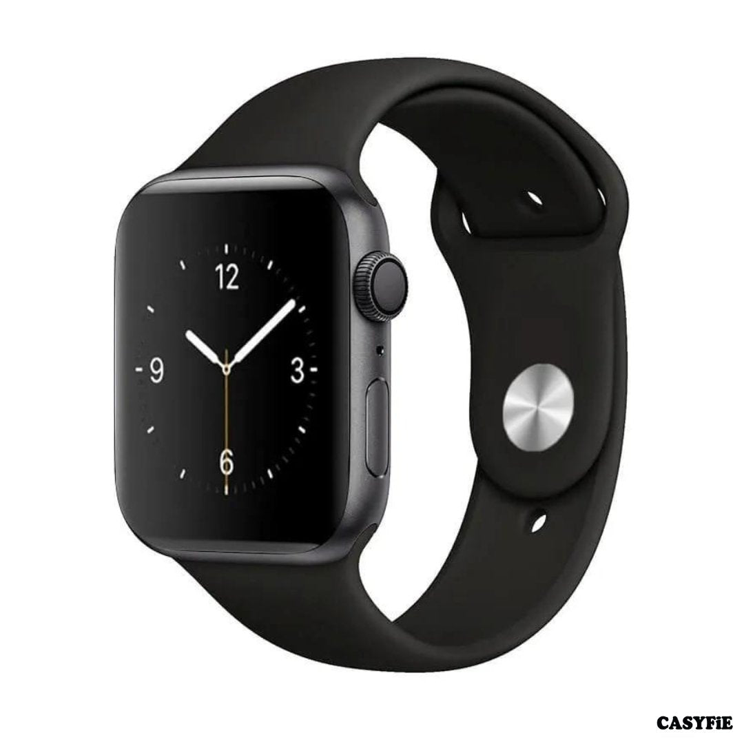 Casyfie Apple Watch Black Silicone Strap Compatible With 42/44/45/49MM
