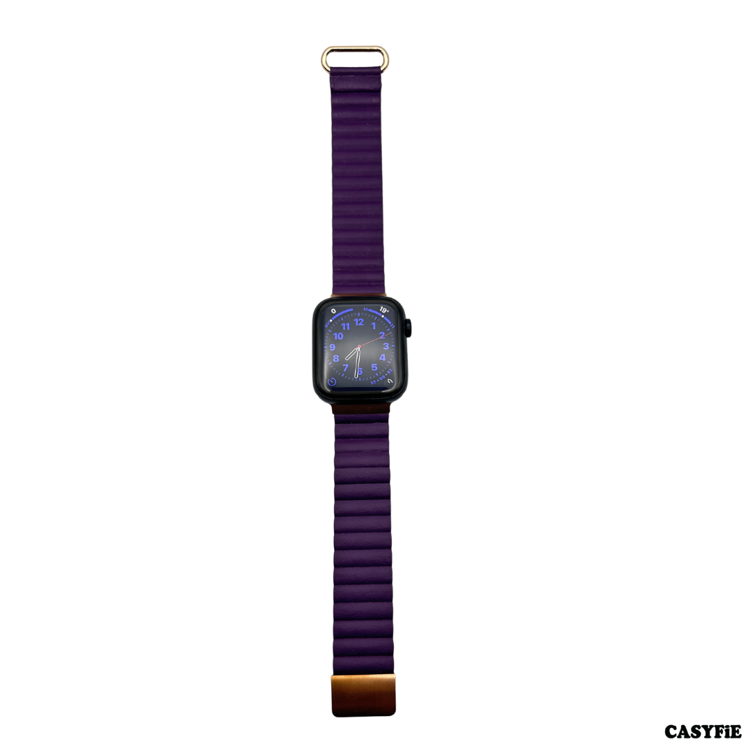 Casyfie Full Magnetic Premium Silicone Purple Apple Watch Strap Compatible With 42/44/45/49MM