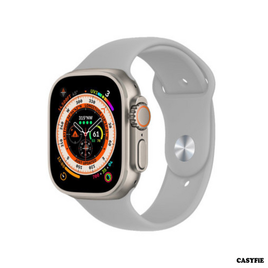 Casyfie Apple Watch Grey Silicone Strap Compatible With 42/44/45/49MM