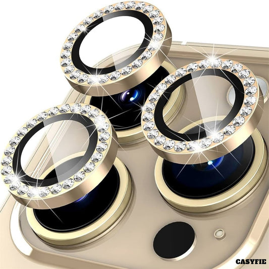 Casyfie Camera Diamond Rings/Lens Protector Gold For iPhone 13 PRO/13 PRO MAX