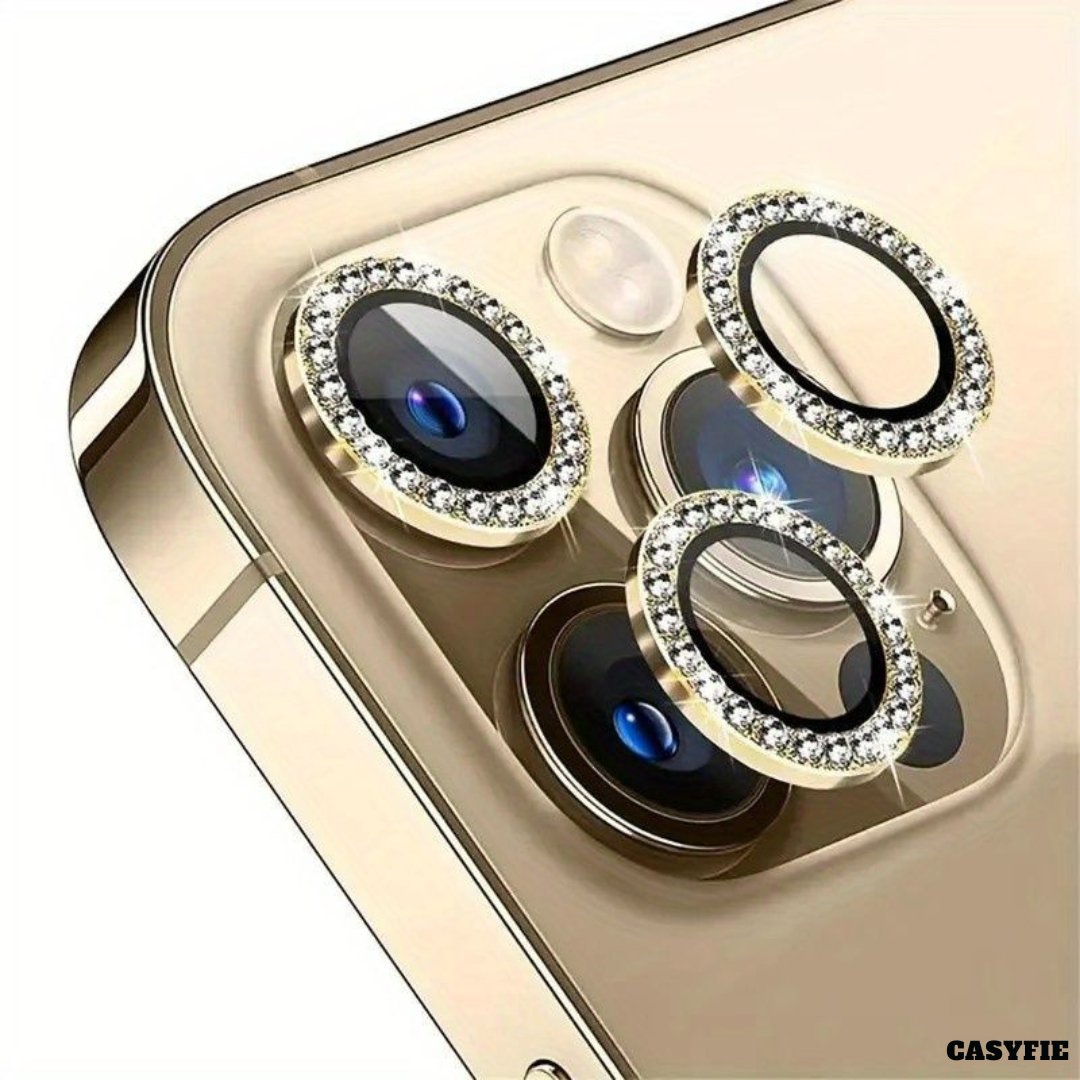 Casyfie Camera Diamond Rings/Lens Protector Gold For iPhone 13 PRO/13 PRO MAX