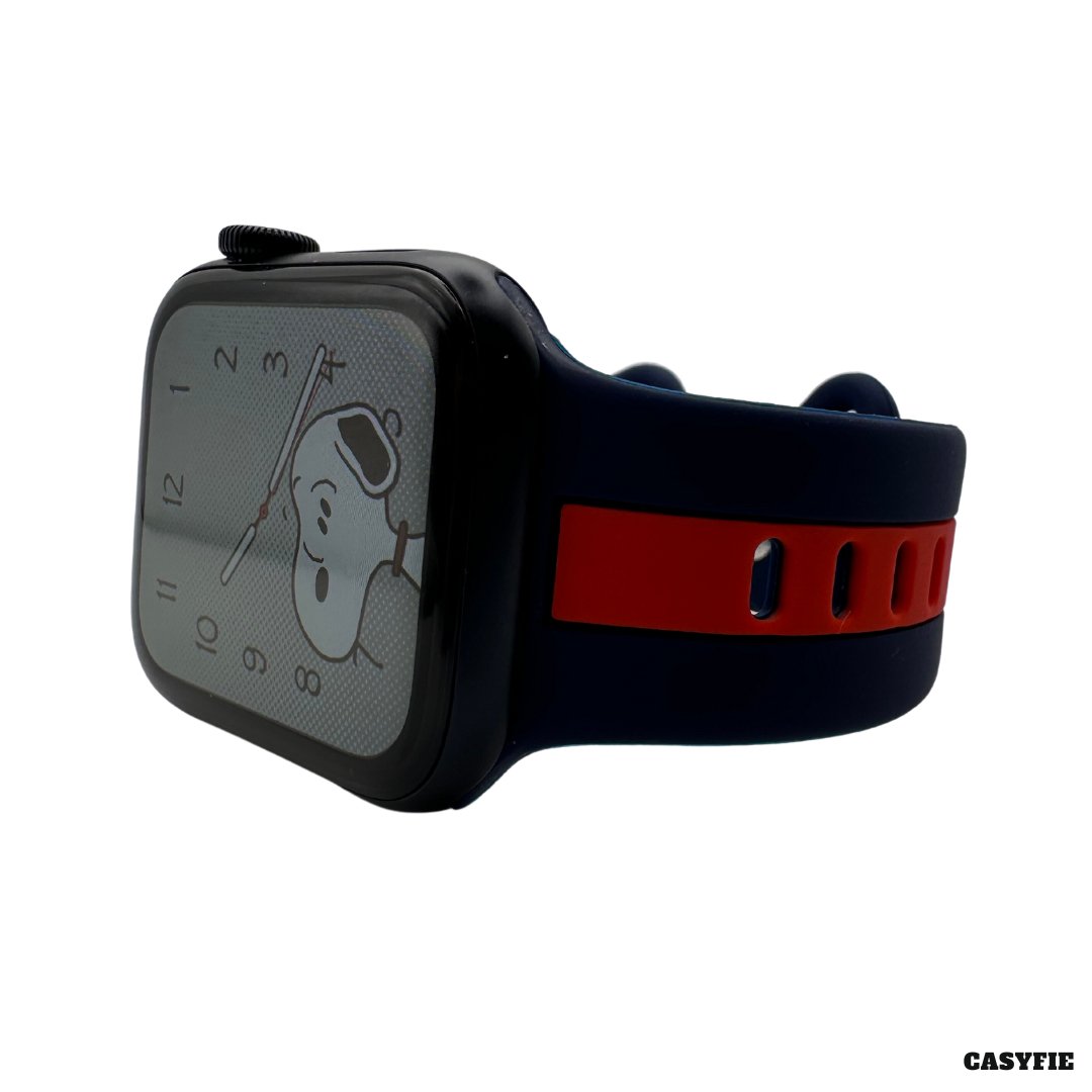 Casyfie Dual Color Blue Red Silicone Strap Fits With 42/44/45/49MM
