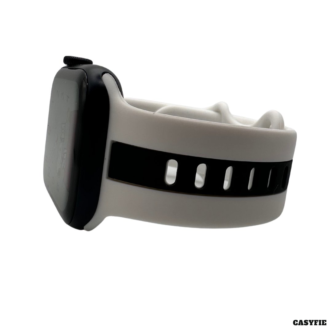 Casyfie Dual Color White Black Silicone Strap Fits With 42/44/45/49MM