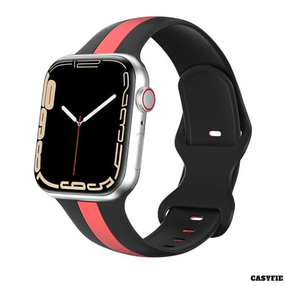 Casyfie Dual Color Black Red Silicone Strap Fits With 42/44/45/49MM