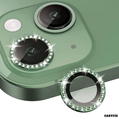 Casyfie Camera Diamond Rings/Lens Protector Light Green For iPhone 15/15 Plus